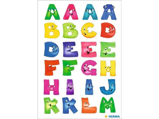 [90275783 1503346] Herma Stickers Zahlensticker Lustige Buchstaben A – Z, 20 x 50, 2 Blatt