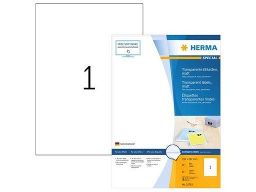 [90275788 1496725] HERMA Universal-Etiketten Transparent 210 x 297 mm, 80 Blatt