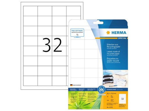 [90275791 1496706] HERMA Universal-Etiketten 48.3 x 33.8 mm, 20 Blatt