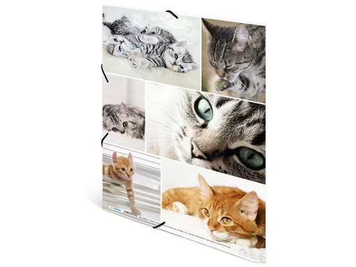 [90275852 1503248] HERMA Gummibandmappe A4 Katzen, Karton, mit Innendruck