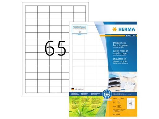 [90275863 1496687] HERMA Universal-Etiketten 38.1 x 21.2 mm, 80 Blatt