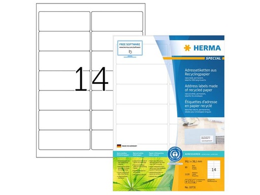 [90275864 1496694] HERMA Universal-Etiketten 99.1 x 38.1 mm, 80 Blatt