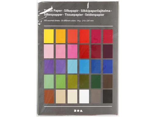[90275915 1501814] Creativ Company Seidenpapier A4, 300 Blatt, Mehrfarbig