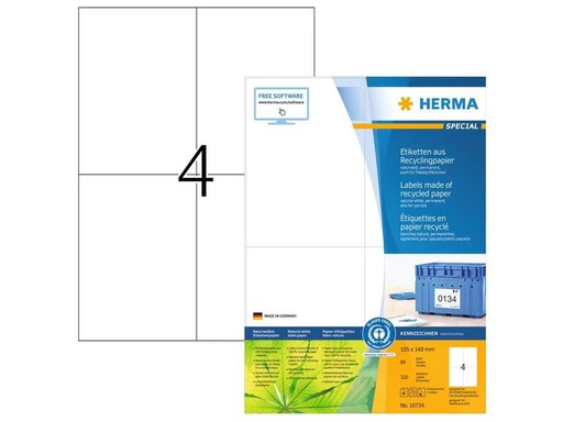 [90275949 1496697] HERMA Universal-Etiketten 105 x 148 mm, 80 Blatt