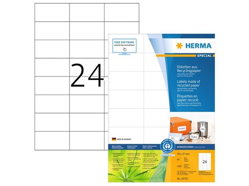 [90276032 1496692] HERMA Universal-Etiketten 70 x 37 mm, 80 Blatt