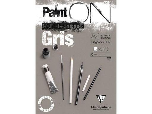 [90276115 1500953] Clairefontaine Malblock PaintON A4, 30 Blatt, Grau