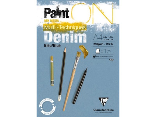 [90276130 1500954] Clairefontaine Malblock PaintON A4, 15 Blatt, Denim