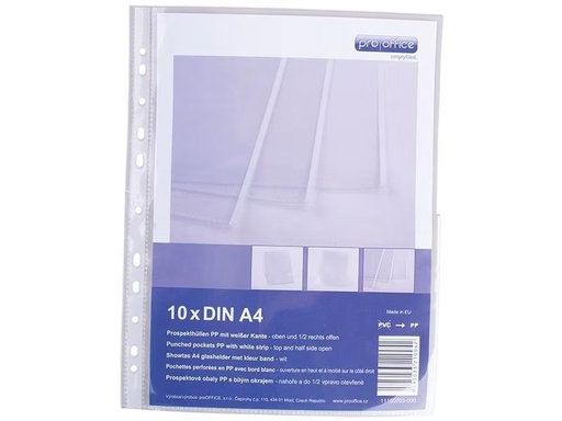 [90276156 1409361] ProOffice Zeigetasche A4, Transparent/Weiss, 10 Stück