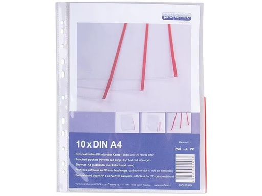[90276178 1409360] ProOffice Zeigetasche A4, Rot/Transparent, 10 Stück