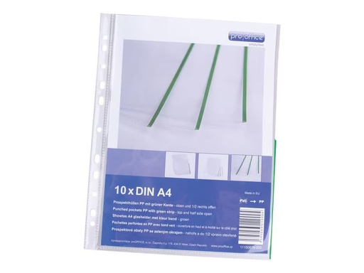 [90276197 1409359] ProOffice Zeigetasche A4, Grün/Transparent, 10 Stück