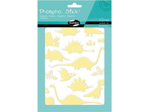 [90276210 1500903] Clairefontaine Motivsticker UV Phospho Dinos 2 Bögen, 38 Sticker