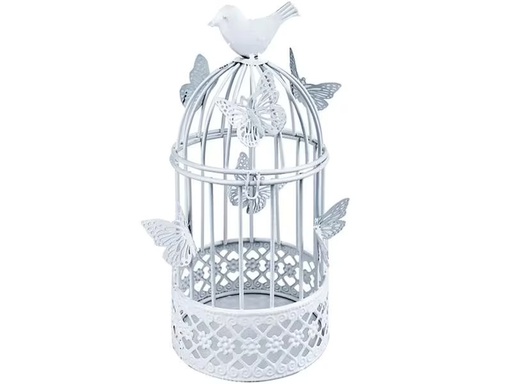 [90276470 1405956] Dameco Vogelkäfig mit Schmetterlingen 22 cm, Weiss
