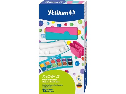 [90276614 1496956] Pelikan Leuchtfarbe Deckfarbkasten 12 Farben, Türkis und Pink
