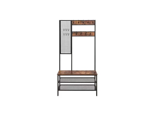 [90276745 1508807] VASAGLE Garderobenständer mit Sitzbank 185 cm, Braun/Schwarz