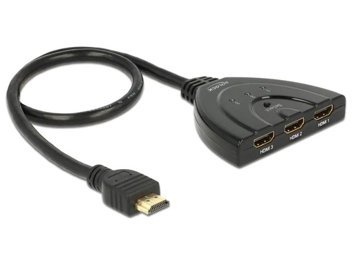 [90047173 984262] Delock Verteiler 3 Port HDMI Switch 60cm 4K/30Hz, Bidirektional