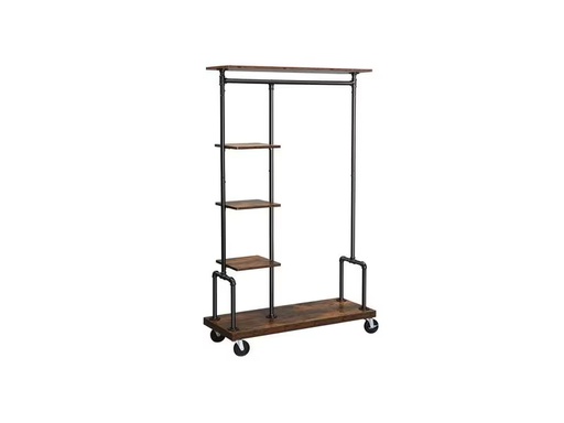 [90276894 1508806] VASAGLE Garderobenständer auf Rollen 174.5 cm, Braun/Schwarz