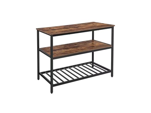 [90276909 1508801] VASAGLE Küchenregal mit 3 Ablagen 120 x 90 cm, Braun/Schwarz