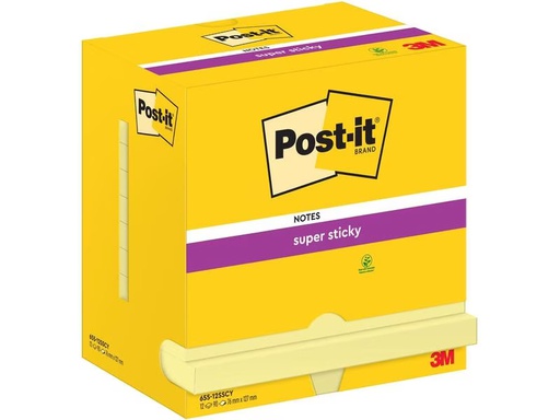 [90277101 1508424] Post-it Notizzettel Super Sticky 76 x 127 mm, Gelb, 12 Blöcke