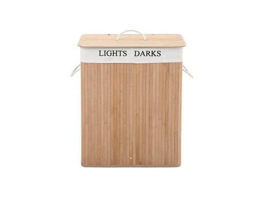 [90277139 1508227] Songmics Wäschesammler Bambus 100 l, Nature/Weiss