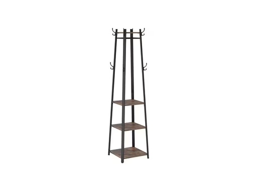 [90277186 1508812] VASAGLE Garderobenständer mit 3 Ablagen 181 cm, Braun/Schwarz