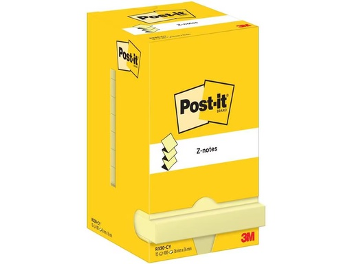 [90277201 1508396] Post-it Notizzettel Z-Notes 76 x 76 mm, Gelb, 12 Blöcke