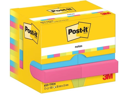 [90277262 1508397] Post-it Notizzettel Energy 51 x 38 mm, Mehrfarbig, 12 Blöcke