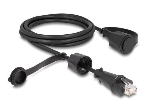 [90277458 1512212] Delock Patchkabel mit Verschlusskappe Cat 6, STP, 2 m, Schwarz