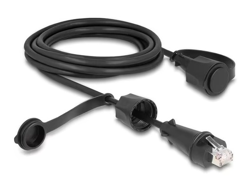 [90277610 1512211] Delock Patchkabel mit Verschlusskappe Cat 6, STP, 3 m, Schwarz