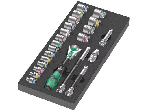 [90277754 1492836] Wera Knarren-Satz 8000 B Zyklop 9721 Schaumstoffeinlage, 23-tlg
