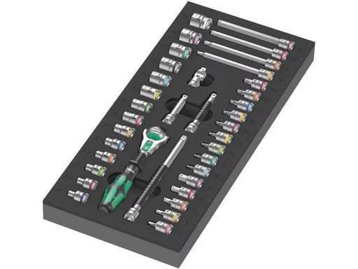[90277819 1492844] Wera Knarren-Satz 8000 A Zyklop 9720 Schaumstoffeinlage, 37-tlg