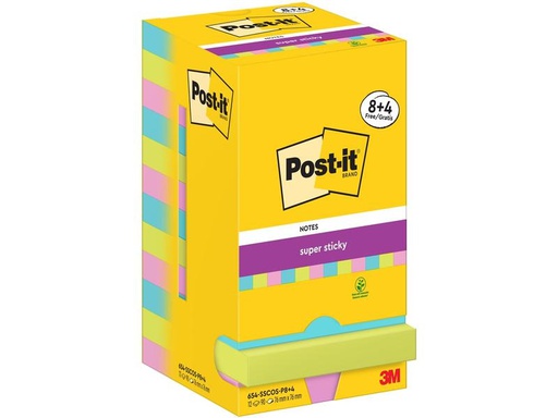 [90277848 1508408] Post-it Notizzettel Super Sticky 76 x 76 mm, Cosmic, 12 Blöcke