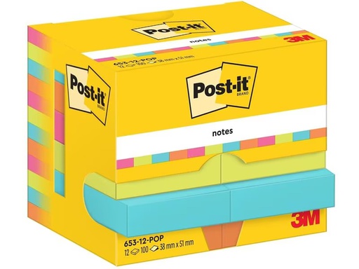 [90277871 1508412] Post-it Notizzettel Poptimistic 51 x 38 mm, Mehrfarbig, 12 Blöcke