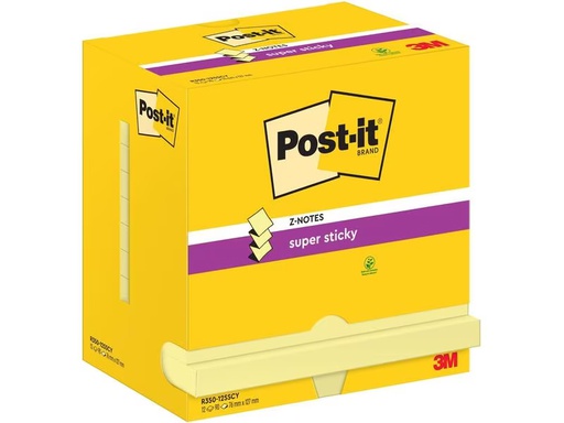 [90277885 1508420] Post-it Notizzettel Super Sticky Z-Notes 76 x 127 mm, Gelb
