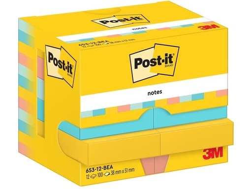 [90277948 1508411] Post-it Notizzettel Beachside 51 x 38 mm, Mehrfarbig, 12 Blöcke