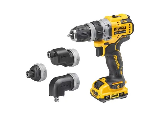 [90278118 1423818] DeWalt Akku-Bohrschrauber 12 V mit 4 Köpfen, 2 x 3 Ah Akku, Kit