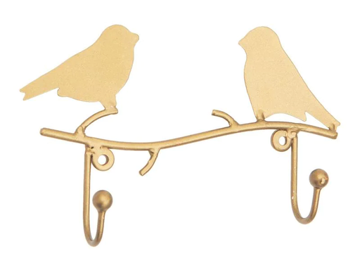 [90047313 1176487] Tranquillo Wandhaken 2-fach, Vogel, Gold, 16 cm