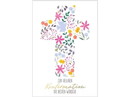 [90278425 1496378] Susy Card Glückwunschkarte Konfirmation 11.5 x 17 cm, Blütenkreuz