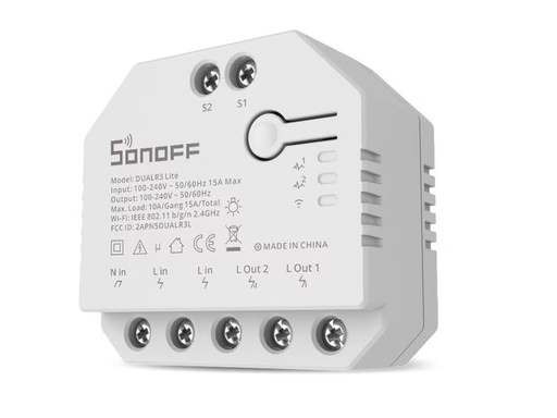 [90278500 1505455] SONOFF WiFi-Rolladenaktor DUALR3Lite, 2-fach, 230 V, 10A