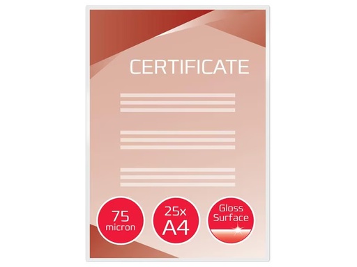 [90279036 1510283] GBC Laminierfolie Document A4, 75 mic, 25 Stück, glänzend