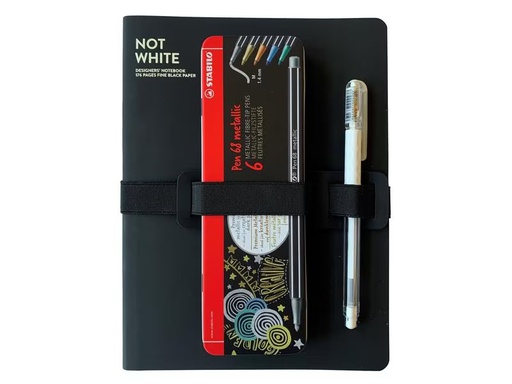 [90279331 1467867] Nuuna Malbuch Not White &amp; Stabilo Pen 68, 22 x 16.5 cm