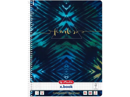 [90279382 1496919] Herlitz Spiralblock New Baltik Fearless Kariert, 80 Blätter, A4