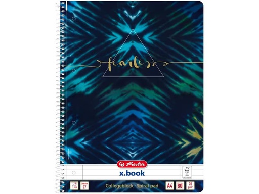 [90279403 1496921] Herlitz Spiralblock New Baltik Fearless Liniert, 80 Blätter, A4