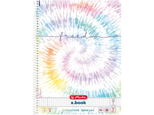 [90279429 1496918] Herlitz Spiralblock New Baltik Freedom Kariert, 80 Blätter, A4