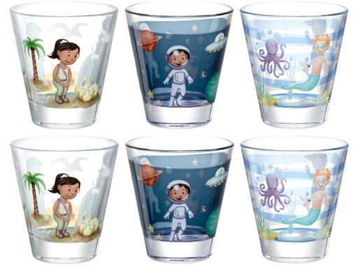 [90279434 1506172] Leonardo Kindertrinkglas Avventura 215 ml, 6 Stück, Assortiert
