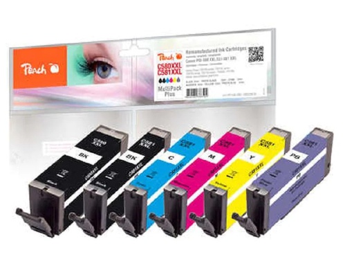 [90047554 1142523] Peach Tintenset Canon PGI-580XXL / CLI-581XXL BK, PBK, PB, C, M, Y