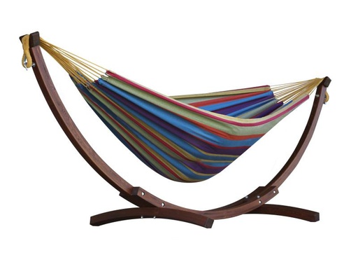 [90004737 639686] Vivere Doppelhängematte Double Cotten Tropical  mit Holzgestell