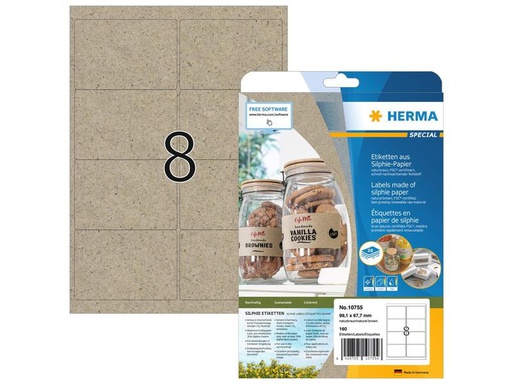 [90280783 1508681] HERMA Universal-Etiketten 99.1 x 67.7 mm, 20 Blatt, Braun