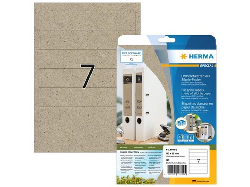 [90280966 1508685] HERMA Ordneretiketten 192 x 38 mm, 20 Blatt, Braun