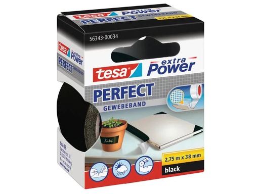 [90047681 339040] tesa Klebeband extra Power Perfect 38 mm x 2.75 m, Schwarz