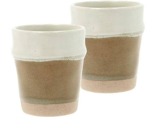 [90281220 1516109] Villa Collection Espresso Becher Evig 100 ml, 2 Stück, Crème/Rostbraun
